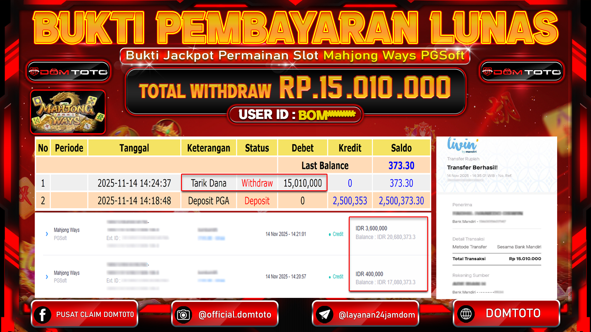 JACKPOT SLOT Mahjong Ways PGSoft 14 NOVEMBER 2025